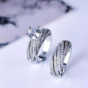 Stone Cubic Zirconia Set Ring Bridal Wedding